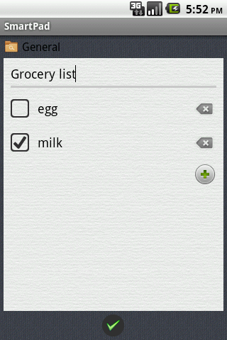 Checklist screen